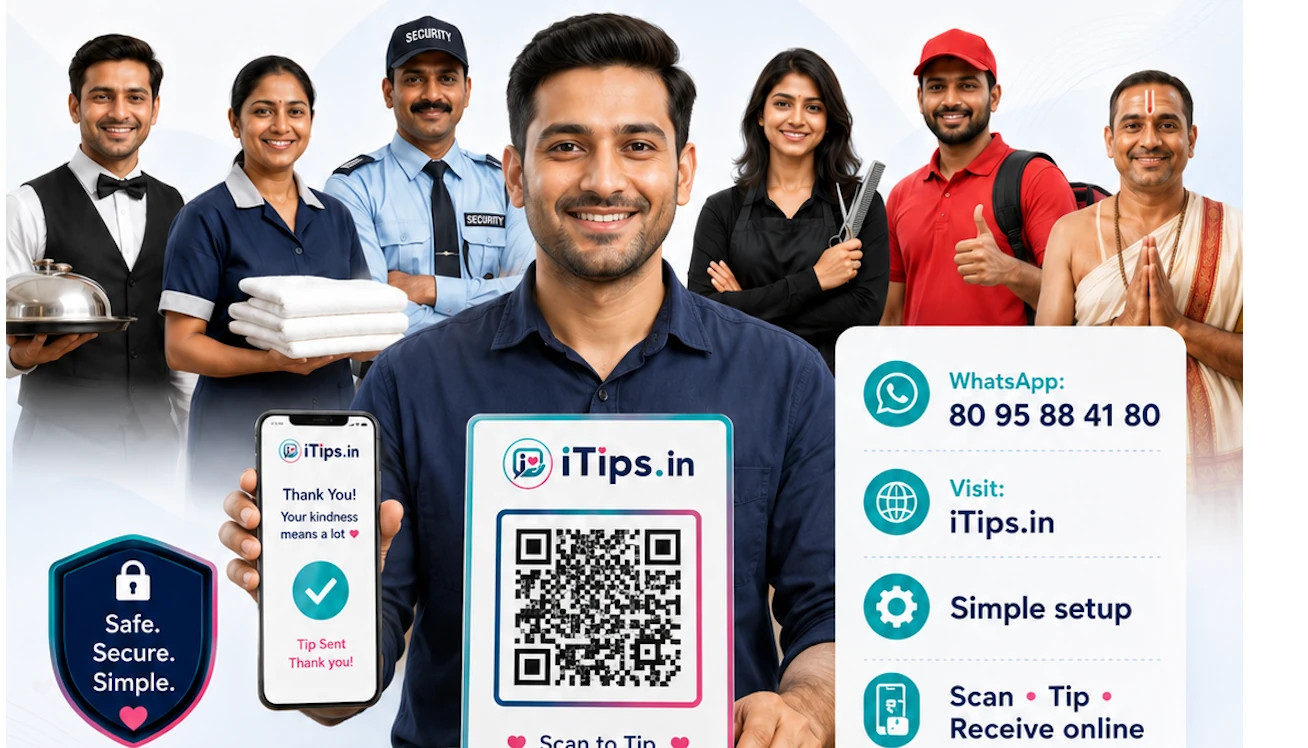 iTips.in group service staff image showing staff receiving digital tips